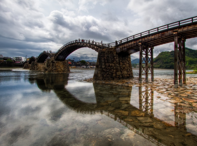 tranquility, Japan, Asia, iwakuni1chome, Elegant, arch bridge, outdoors, built structure, iwakuni, River, sky, day, Scenic, hiroshima, water, connection
