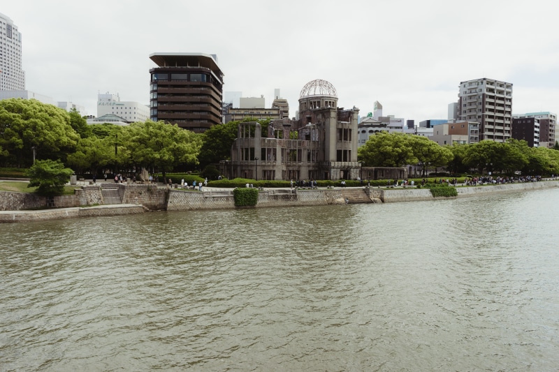 building exterior, architecture, nature, japan, built structure, travel destinations, hiroshima, water, river, outdoors, sky, no people, day, skyscraper