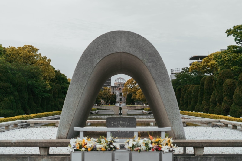 spire, shrine, tower, white, day, building exterior, sky, japan, blossom, building, flowers, growth, hiroshima, peace park hiroshima, arch, spirituality