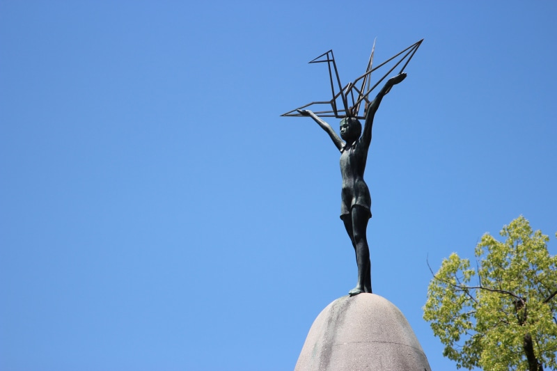 copper, creativity, copy space, no people, nature, day, tree, little girl, blue, japan, sculpture, art and craft, clear sky, architecture, plant, outdoors