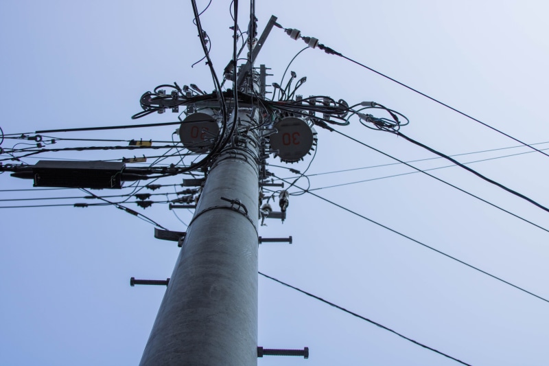 electrical device, fuel and power generation, samurai, outdoors, utility pole, nature, view, low angle view, blue, building, hiroshima, network, connection