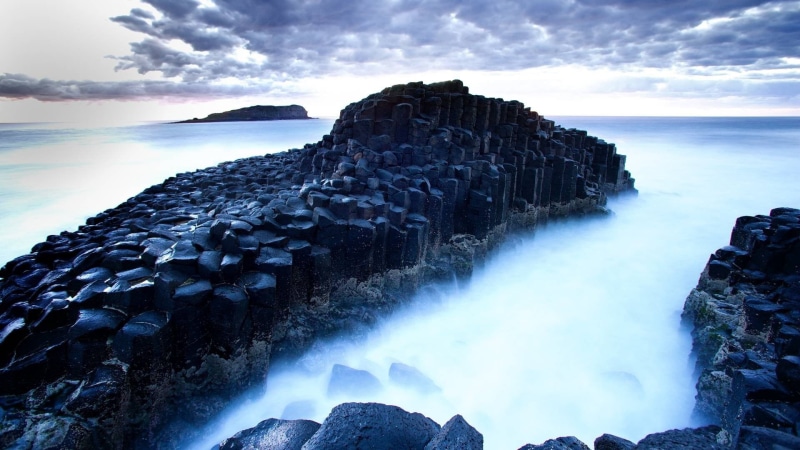 rock formation, clouds, nature, cloud - sky, landscape, long exposure, beauty in nature, scenics - nature, power in nature, 1080P, photography, Giants Causeway
