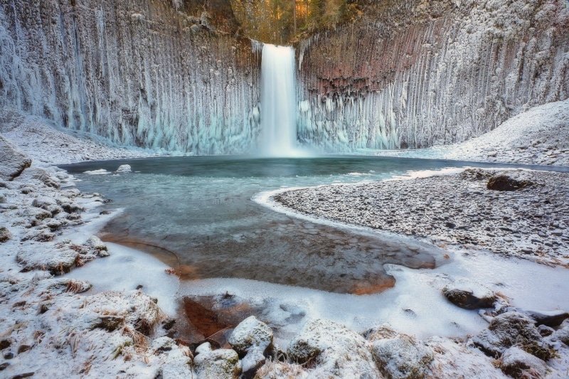 cold temperature, ice, table, nature, flowing water, lake, long exposure, water, frost, power in nature, outdoors, land, snow, idyllic, no people, tranquil scene