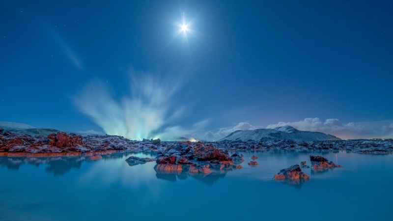 moonlight, stars, long exposure, sky, stones, full moon, winter, Moon, mountain, mountains, sea, coast, landscape, non-urban scene, rock, clouds, tranquility