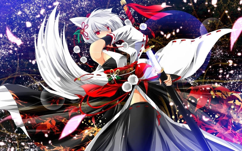 unrecognizable person, city, 1080P, Inubashiri Momiji, anime girls, illuminated, mask, people, event, anime, group of people, disguise, holding, arts culture and entertainment