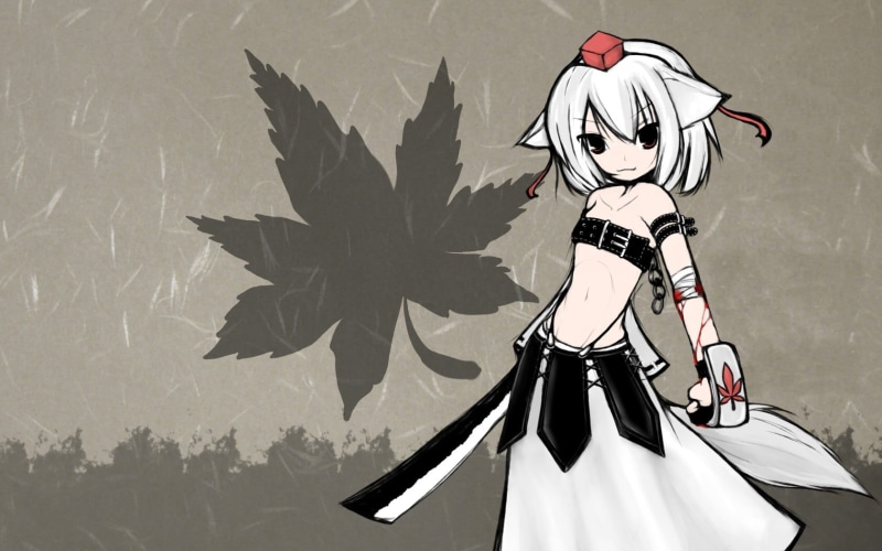 human representation, Okamimimi, art and craft, 720P, shadow, creativity, wall - building feature, representation, Touhou, Inubashiri Momiji, nature, outdoors