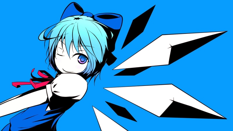 sky, no people, day, 1080P, creativity, Cirno, art and craft, nature, direction, blue, anime, anime girls, representation, white color, sign, Touhou, cut out