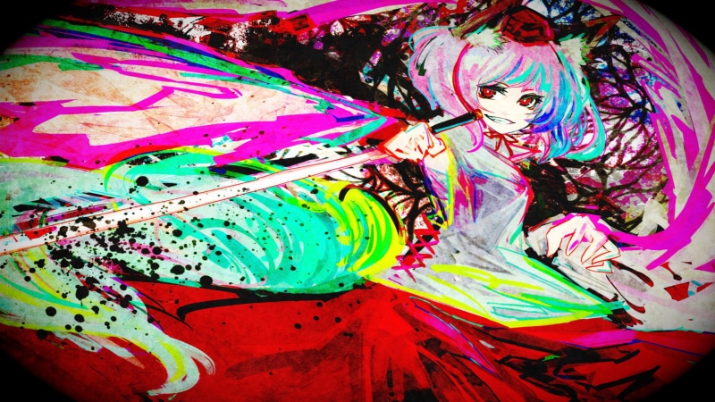 art and craft, full frame, colorful, representation, Inubashiri Momiji, wolf girls, creativity, Touhou, close-up, backgrounds, paint, day, vibrant color