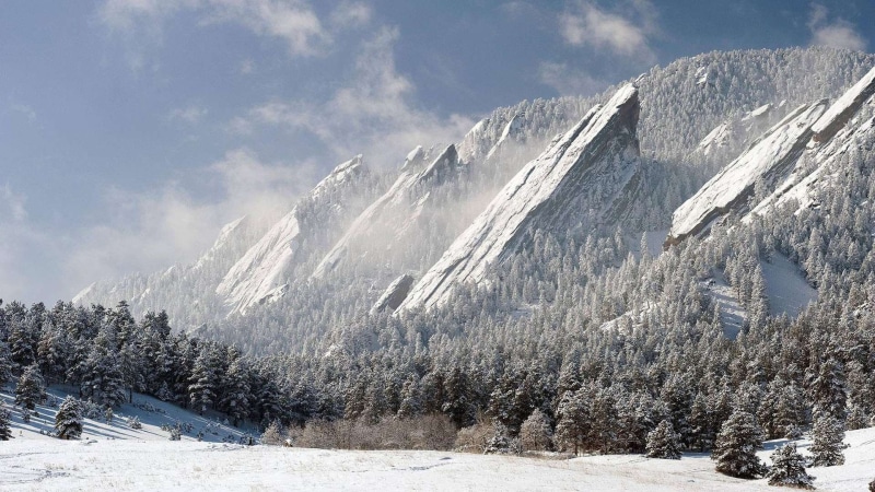 the flatirons, trees, boulder, colorado, pines, 1080P, flatirons, hd, mountain, snow