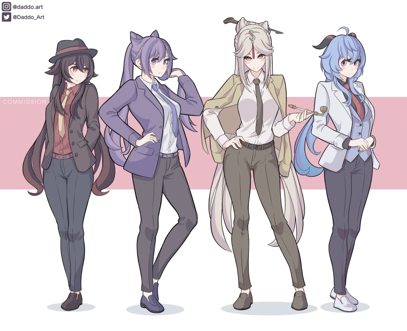 Genshin Impact, Ganyu (Genshin Impact), keqing (genshin impact), Hutao(Genshin Impact), Ningguang (Genshin Impact), anime girls, 4K