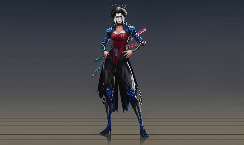 Katana, 2K, Samurai, Cyber, Memoirs of a Geisha, Asian, Art, Kazbek Dzasezhev, Characters