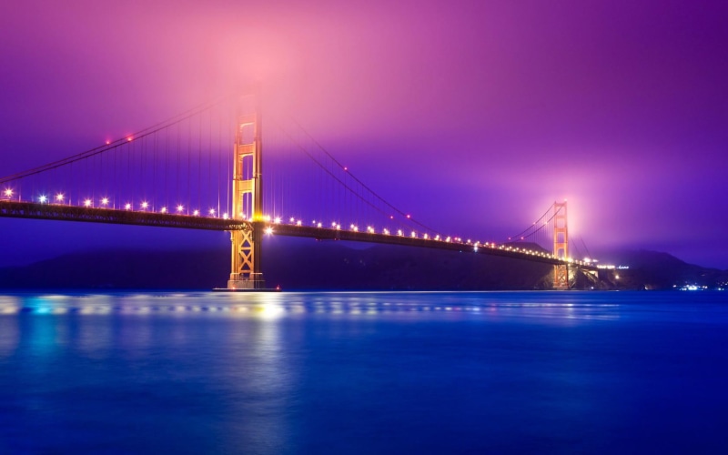 fog, golden, orange, architecture, san, bridge, usa, background, bay, gate, pacific, lighted, 720P, ocean, francisco