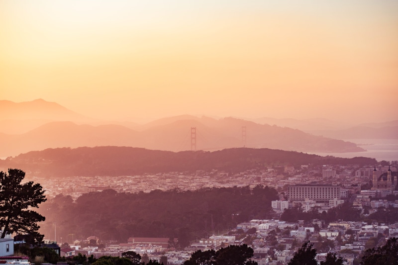 sun, no people, bridge, sunrise - Dawn, building exterior, sky, fog, scenics - nature, land, architecture, nature, environment, built structure, hill, hills