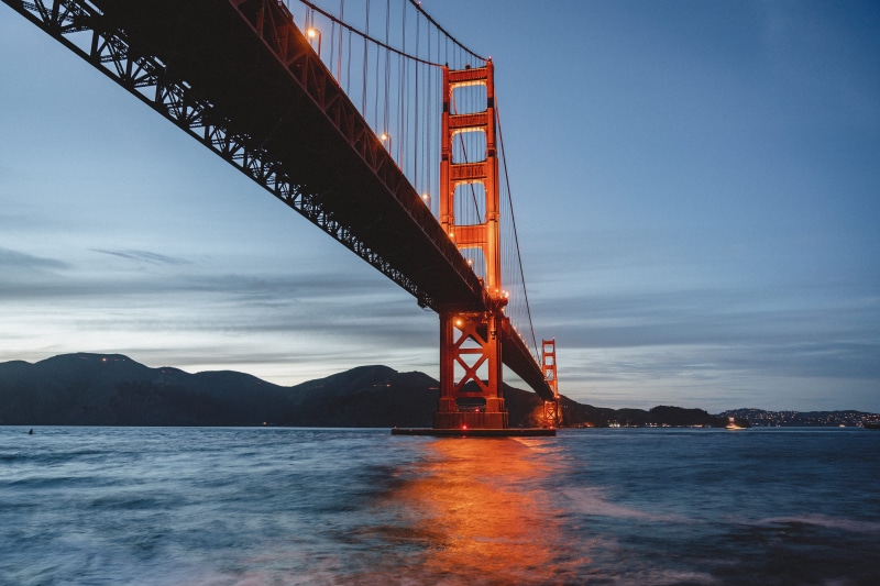 city view, mounatin ridge, sea, west coast, mounatin peak, bridge - man made structure, orange, california, light, dark, water, gate, travel destinations