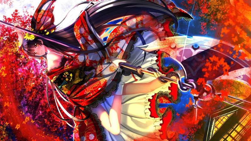Long Hair, nature, Black Hair, multi colored, event, Blush, Kimono, Girl, day, no people, ornate, Gate: Jieitai Kanochi nite Kaku Tatakaeri, human representation