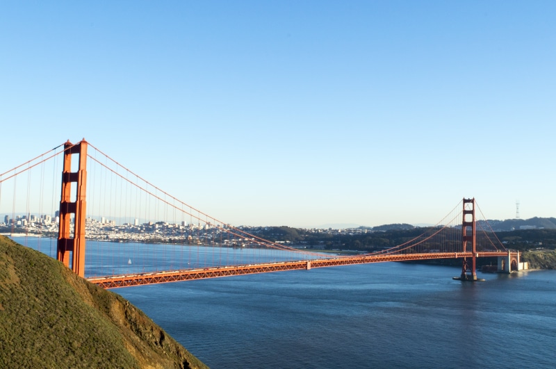 coast, america, connection, bridge, usa, travel, vacation, suspension, light, nature, sunset, copy space, francisco, evening, red, steel, 5K, transportation