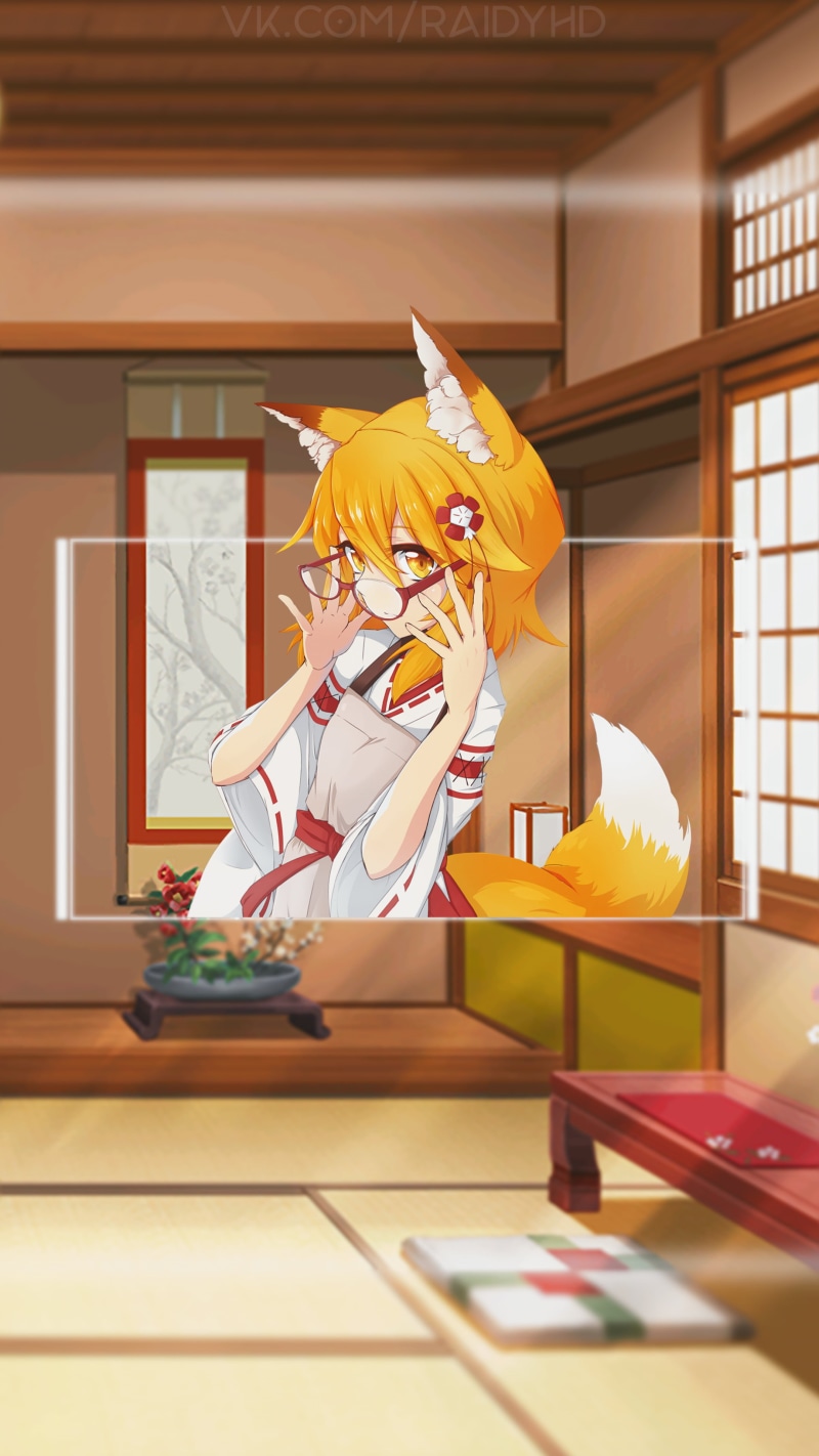 picture-in-picture, anime, anime girls, Sewayaki Kitsune no Senko-san, 4K