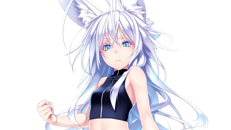 Blue Eyes, Anime, Girl, Long Hair, Animal Ears, White Hair, 720P, Kitsune, Original