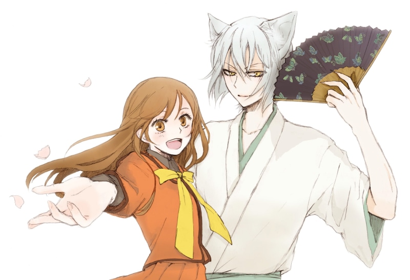 white, fan, hair, kamisama, long, kiss, kitsune, mimi, smile, yellow, eyes, brown, happy, 1080P