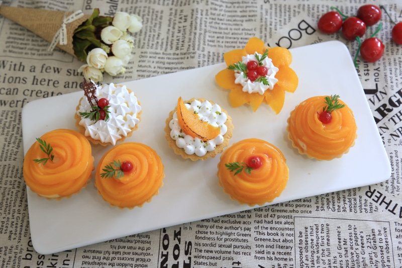 Cake, orange color, Decorating, food, orange, japanese food, no people, indoors, dim sum, 5K, cream, flower, healthy eating, ready-to-eat, Sweet, sweet
