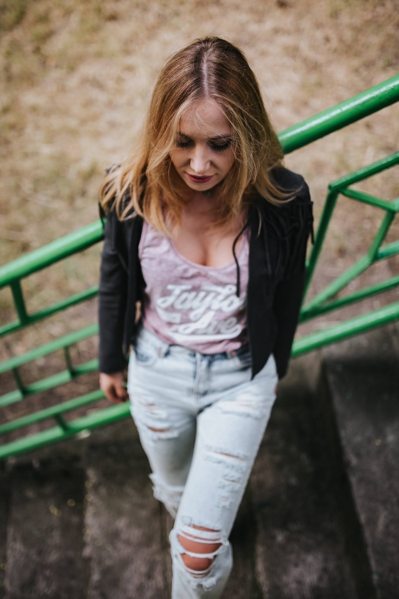 young women, women, beauty, beautiful, lifestyle, female, handrail, brown Hair, long Hair, females, staircase, teenager, steps and staircases, railing