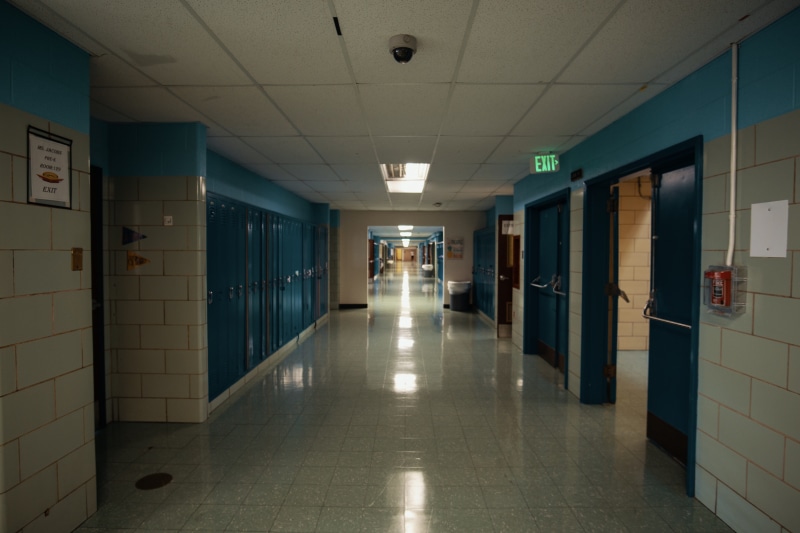 lighting equipment, built structure, sport, tile, working out, shelf, hallway, building, direction, light fixture, indoors, hospital, empty, flooring, lighting