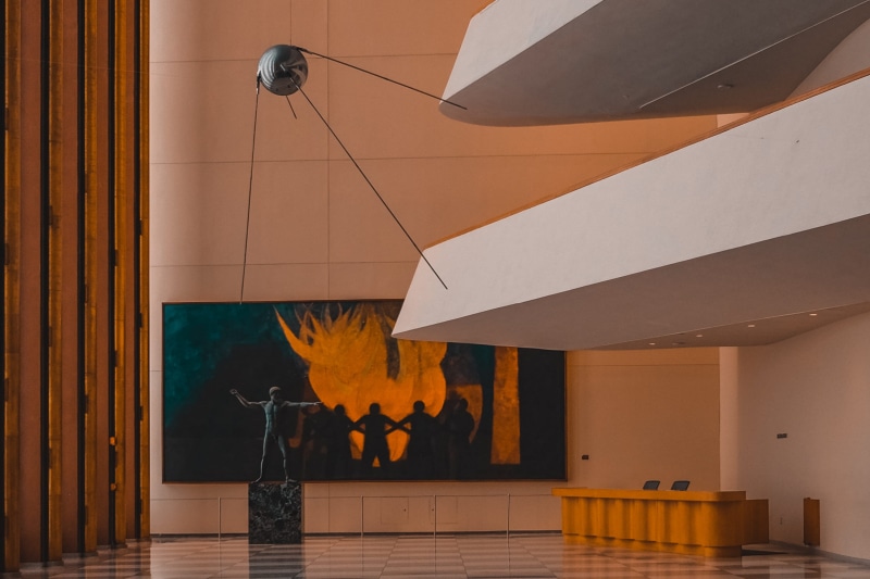 absence, united nations, lighting equipment, painting, person, decoration, banister, home interior, un, lobby, hanging, nature, art, human, interior design