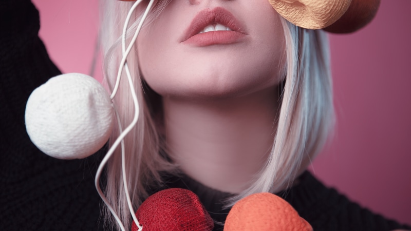 woman, portrait of a girl, model, makeup, photoshoot, 5K, indoors, crazy, black, studio shot, clothing, neck, young women, human body part, one person