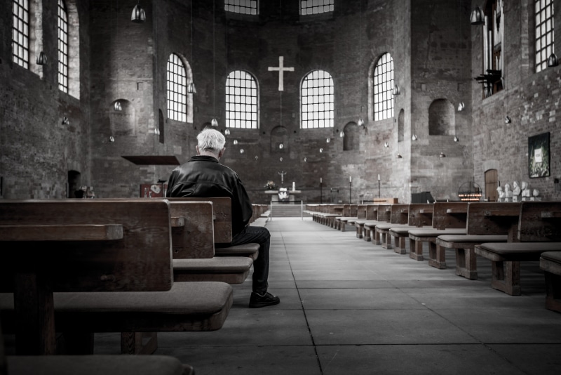 furniture, sitting, city, food and drink, 5K, place of worship, room, interior, cross, built structure, symbol, old, cathedral, building exterior, jacket