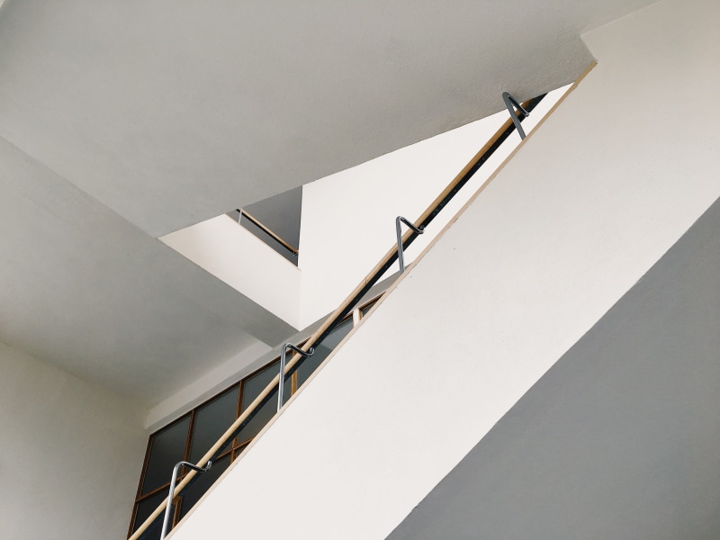 staircase, building, steps and staircases, wall - building feature, aalto, minimalist, window, ceiling, banister, skylight, outdoors, railing, office, architecture