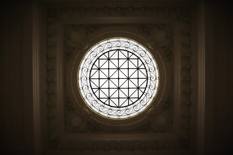 built structure, apse, sunlight, oval, 5K, directly below, building, design, cupola, art and craft, skylight, food, france, low angle view, ornate, day
