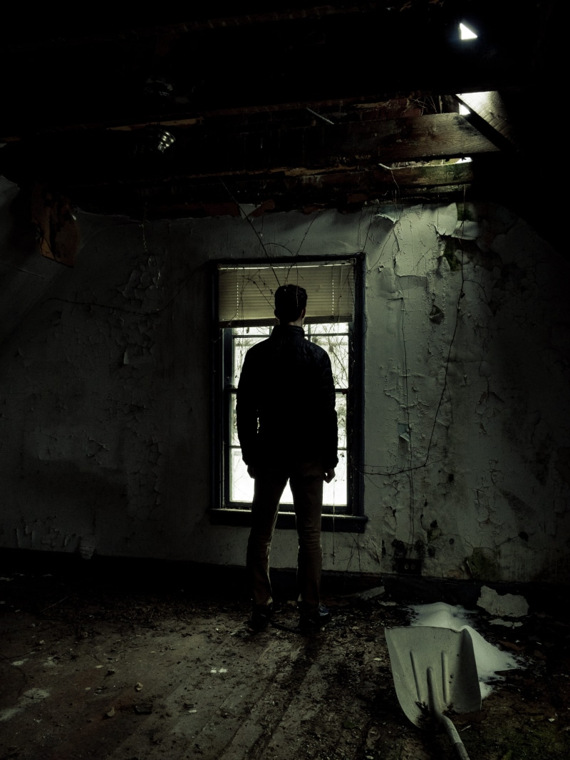 standing, men, room, dark, messy, headlight, basement, dungeon, lifestyles, abandoned, bunker, full length, obsolete, wall, spooky, silhouette, window