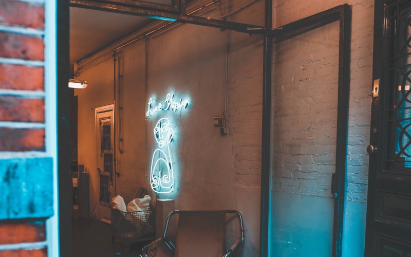 indoors, clinic, neon light, room, day, lights, human representation, wood - material, interior, creativity, white, illuminated, representation, wall - building feature
