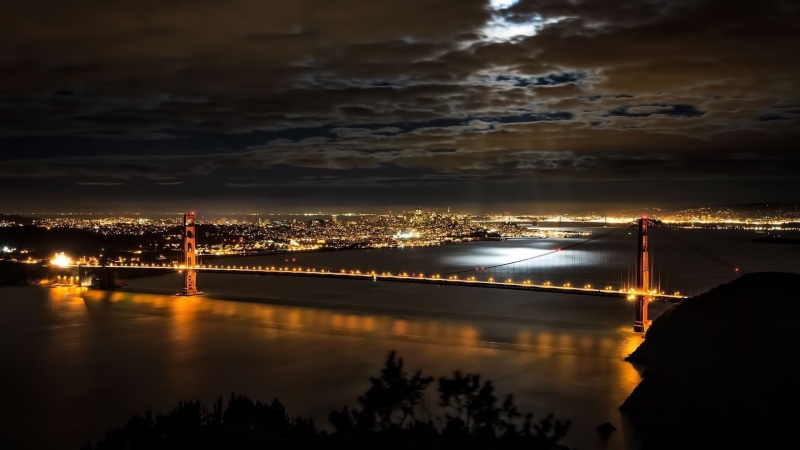 bridge, San Francisco, river, Golden Gate Bridge, sky, building exterior, outdoors, cloud - sky, reflection, water, built structure, no people, city, bridge - man made structure