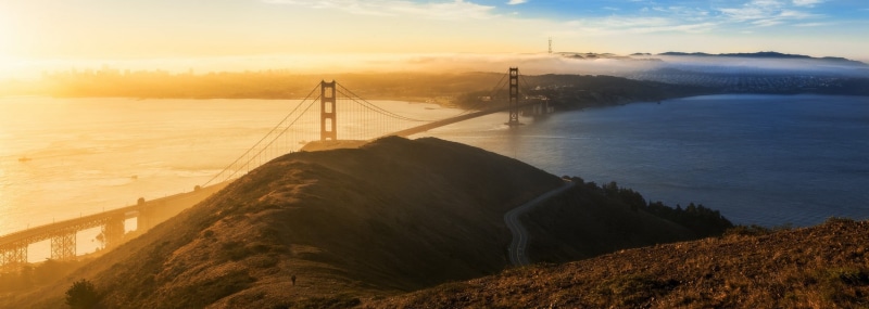sky, outdoors, beauty in nature, nature, Golden Gate Bridge, cloud - sky, fog, land, architecture, travel destinations, water, environment, built structure