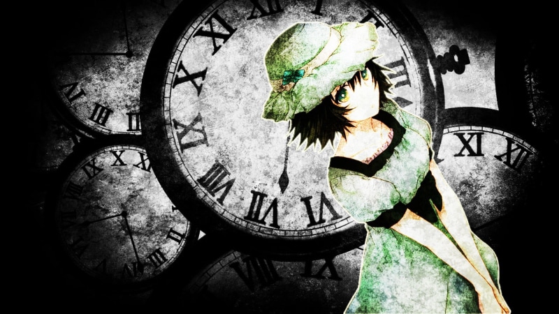 lifestyles, indoors, digital composite, Steins;Gate, close-up, representation, human skeleton, male likeness, 1080P, old, circle, anime girls, clocks