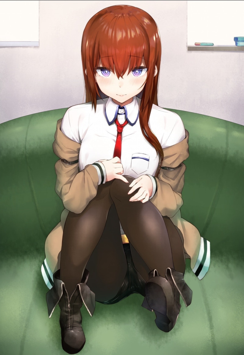 sitting, sweater, anime, human body part, embarrassment, business, women, adult, young adult, one person, anime girls, front view, clothing, full length