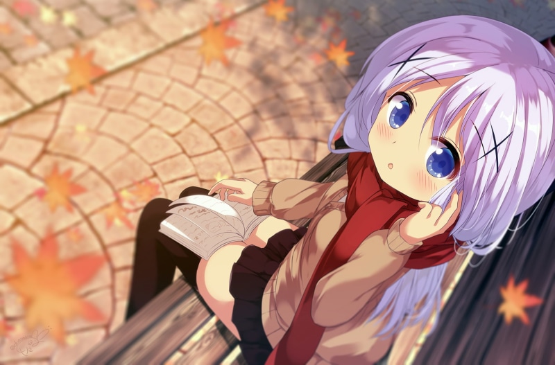 anime, Kafuu Chino, Gochuumon wa Usagi Desu ka, casual, anime girls, loli, winter, fan art, blue hair, blue eyes, Gochuumon wa Usagi Desu ka?, white skin