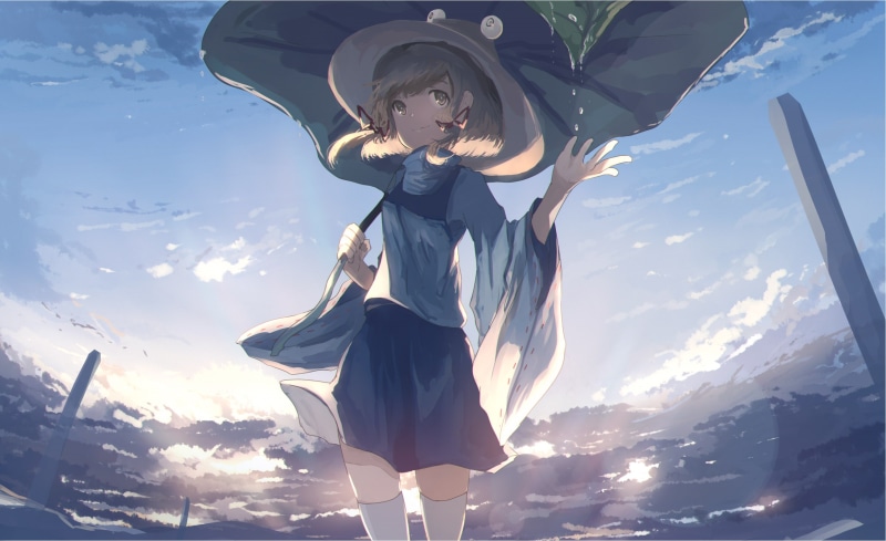 clouds, touhou, 1080P, Anime, moriya suwako, blonde, sky