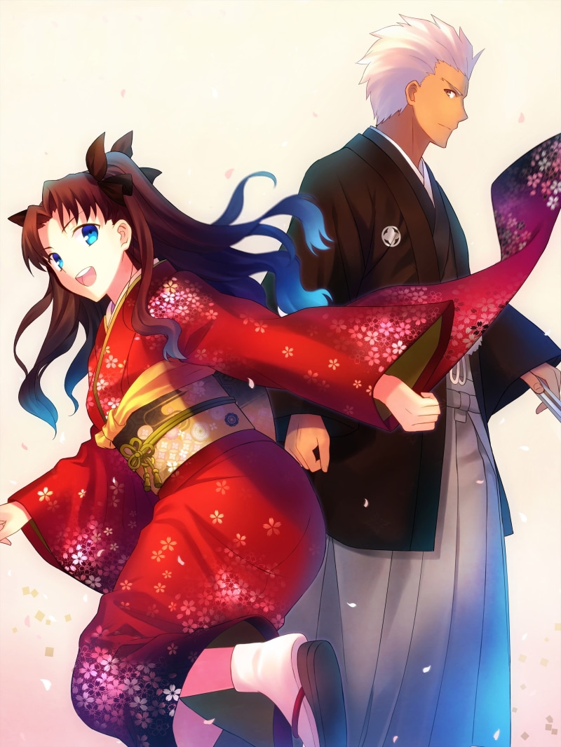 representation, lifestyles, Archer (Fate/Stay Night), Tohsaka Rin, celebration, one person, kimono, art and craft, disguise, dressing up, mask, mask - disguise