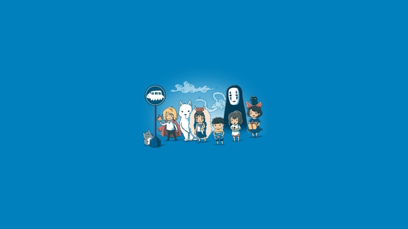 group of people, blue, blue background, copy space, coworker, indoors, adult, studio shot, men, people, representation, Hayao miyazaki, business, Anime