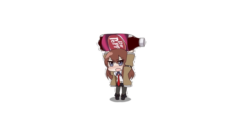 Dr Pepper, copy space, figurine, pepper, animated, indoors, art and craft, human representation, Makise Kurisu, girl, communication, holding, creativity