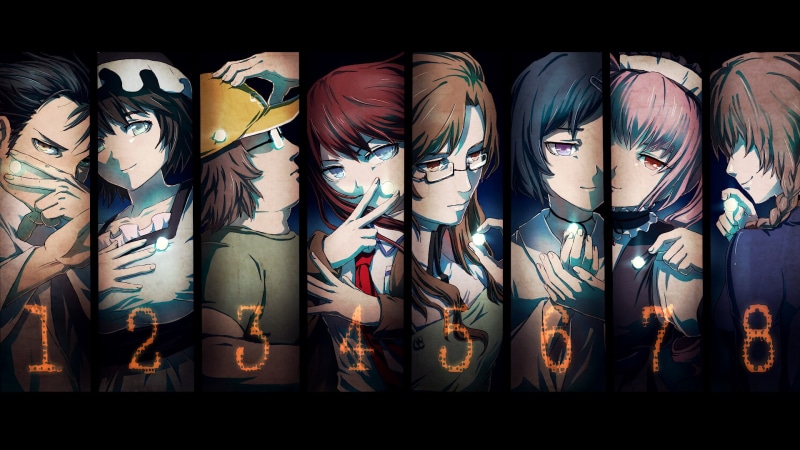 Makise Kurisu, Urushibara Ruka, Hashida Itaru, 1080P, Amane Suzuha, numbers, Steins;Gate, collage, Kiryuu Moeka, Nyan-Nyan Feyris, okabe rintaro, Shiina