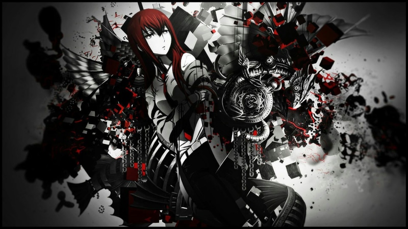 abstract, 1080P, red, Makise Kurisu, scientists, Steins;Gate