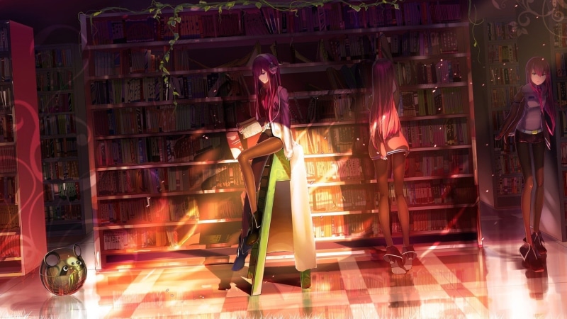 rear view, real people, belief, standing, anime, built structure, spirituality, headphones, leisure activity, indoors, men, purple hair, adult, religion