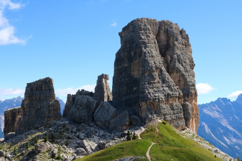 grass, solid, tranquility, outdoors, rock, ancient civilization, 5K, scenics - nature, dolomites, geology, beauty in nature, physical geography, scenic