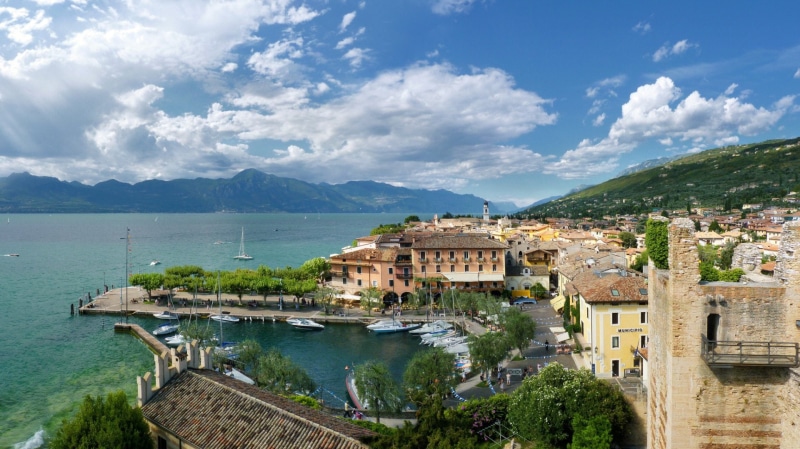 Man Made, Boat, Town, 1080P, Lake, Tree, Village, House, Mountain, Torri Del Benaco, Italy