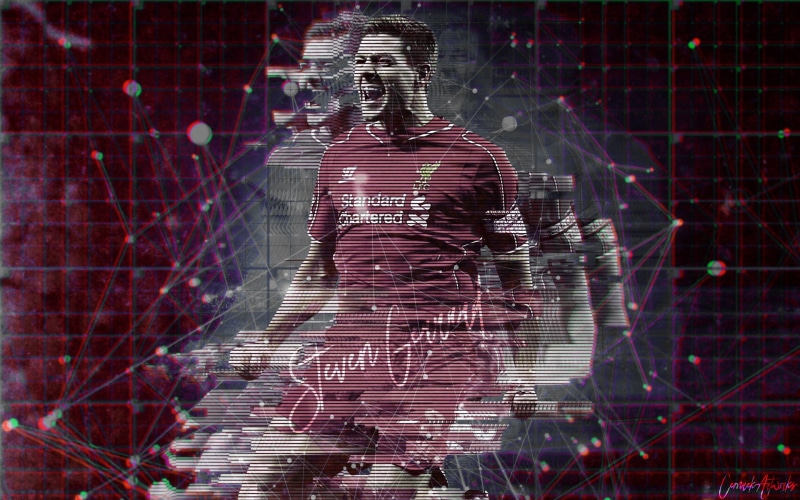 1080P, abstract, glitch art, Liverpool FC, soccer, Steven Gerrard