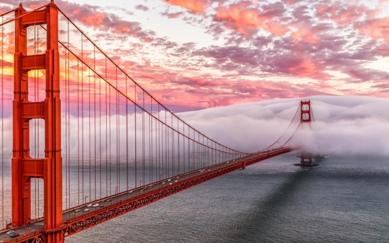 Gate, Bridge, Francisco, Golden, USA, 1080P, San, california, Heavy, Mist, Sea
