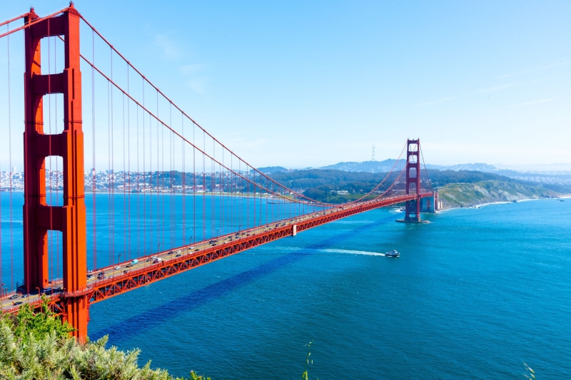 bay, engineering, bridge - man made structure, landscape, landmark, san, francisco, connection, sea, water, attraction, blue, transportation, 4K, suspension bridge